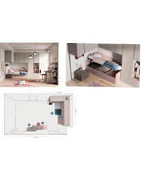 CAMERETTA A PONTE  CON DIVANO LETTO PIU CONTENITORE