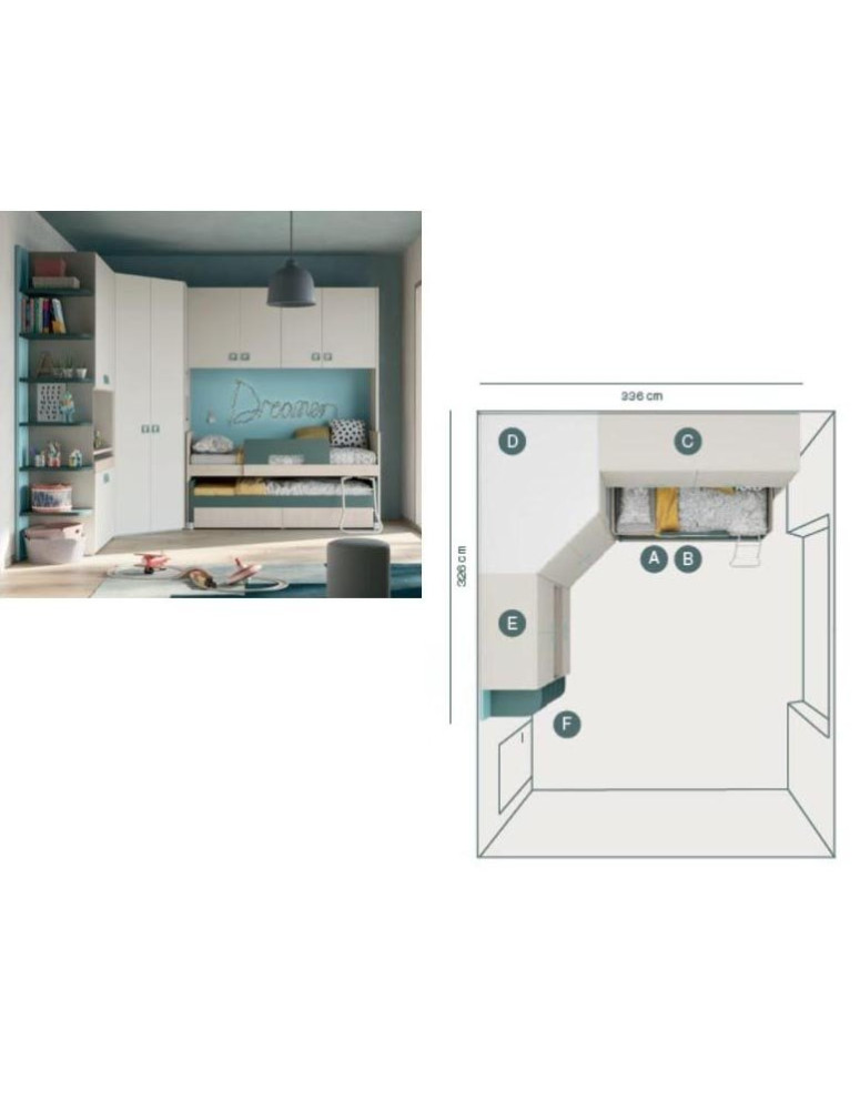 CAMERETTA A PONTE ANGOLARE  CON CABINA  ARMADIO