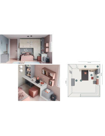 CAMERETTA  CON ARMADIO A PONTE CON 5 ANTE