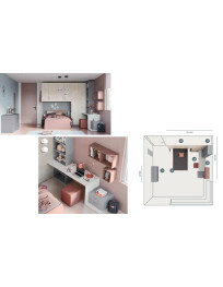 CAMERETTA  CON ARMADIO A PONTE CON 5 ANTE