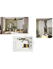 CAMERETTA CON ARMADIO ANGOLARE A PONTE  CON CABINA  ARMADIO