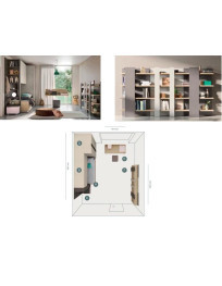 CAMERETTA ANGOLARE  CON ARMADIO A PONTE  E LIBRERIA LATERALE