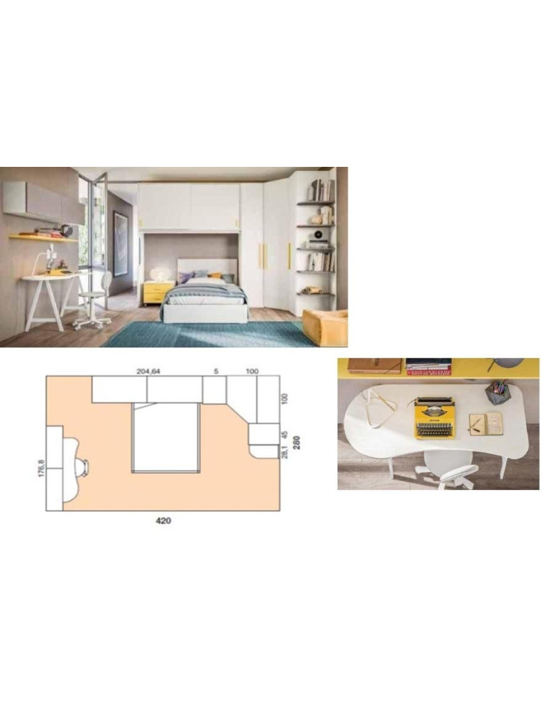 CAMERETTA ANGOLARE A PONTE CON CABINA SIMMETRICA