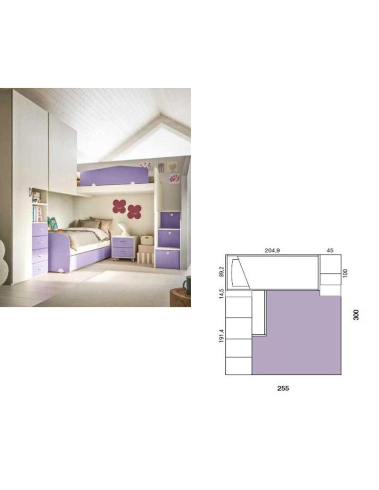 CAMERETTA CON ARMADIO E LETTI AD ANGOLO