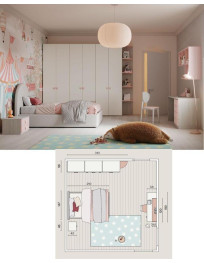 CAMERETTE CON ARMADIO BATTENTE CON TERMINALE SCRIVANIA E LETTO