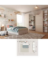 CAMERETTA CON ARMADIO SCORREVOLE