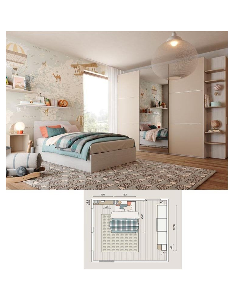 CAMERETTA CON ARMADIO SCORREVOLE