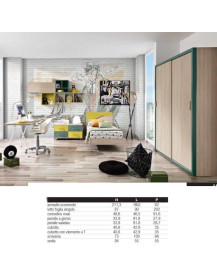 CAMERETTA CON LETTO SINGOLO SCRIVANIA E ARMADIO SCORREVOLE