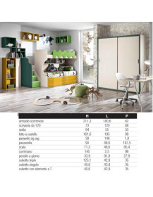 CAMERETTA CON LETTO A CASTELLO SCRIVANIA E ARMADIO