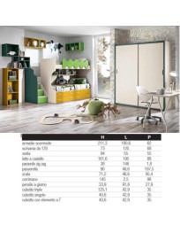 CAMERETTA CON LETTO A CASTELLO SCRIVANIA E ARMADIO