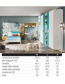 CAMERETTA CON LETTO SCRIVANIA E ARMADIO