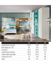 CAMERETTA CON LETTO SCRIVANIA E ARMADIO