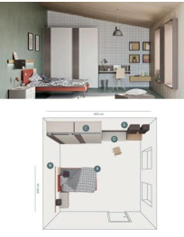 CAMERETTA CON SCRIVANIA  FRONTALE