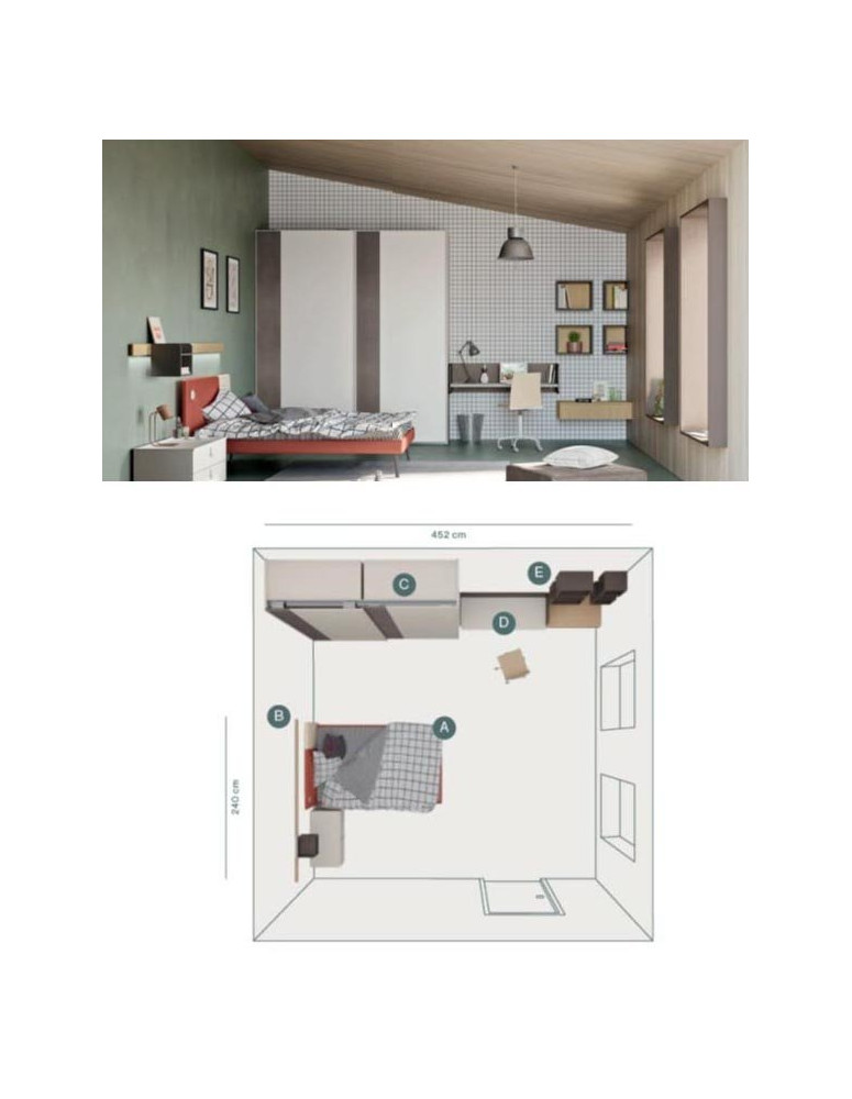 CAMERETTA CON SCRIVANIA  FRONTALE