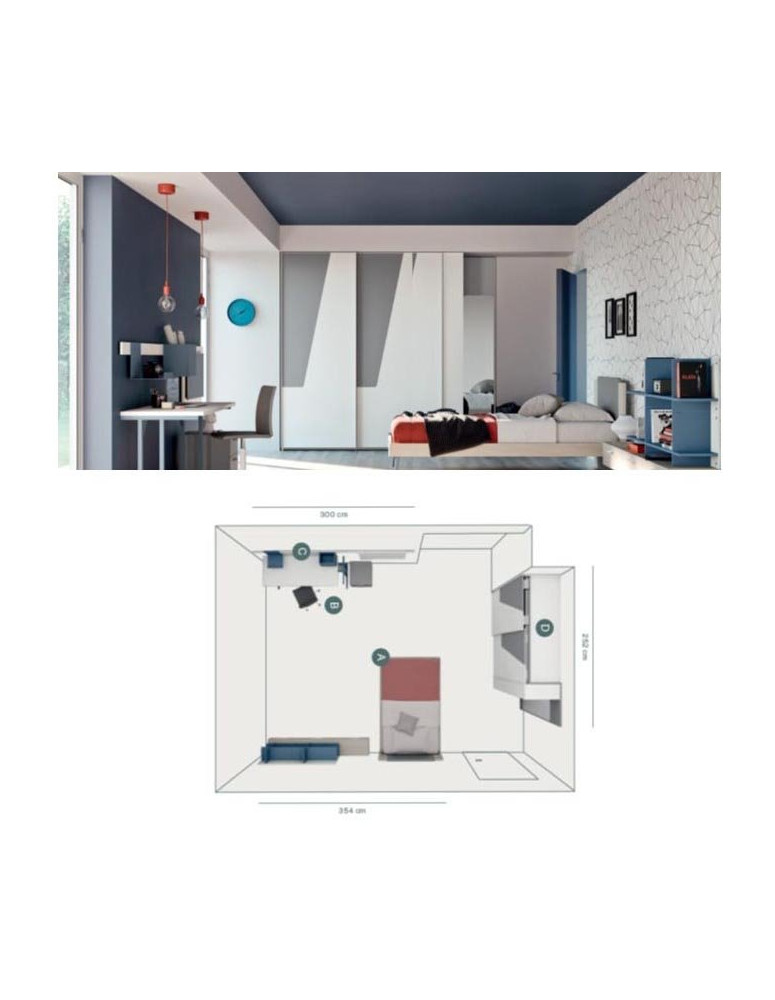 CAMERETTA CON ARMADIO SCORREVOLE