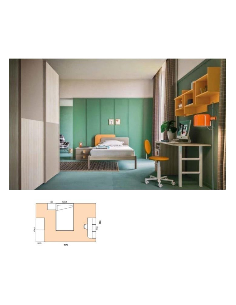 CAMERETTA CON ARMADIO SCORREVOLE 2 ANTONI