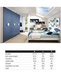 CAMERETTA CON DUE LETTI DA 92 CAD SCRIVANIE CON CASSETTIERE