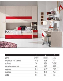 CAMERETTA A PONTE CON SCRIVANIA LATERALE