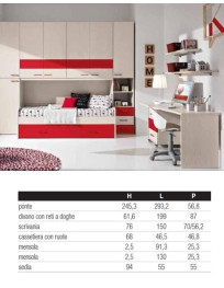 CAMERETTA A PONTE CON SCRIVANIA LATERALE