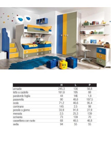 CAMERETTA  CON DOPPIO LETTO  ARMADIO MENSOLE SCRIVANIA CON COMODINO