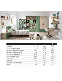 CAMERETTA CON LIBRERIA VANI A GIORNO A QUADROTTI