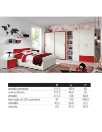 CAMERETTA CON ARMADIO SCORREVOLE PIU LETTO CON CONTENITORE E COMODINO