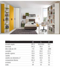 CAMERETTA  ANGOLO CON UN LETTINO ARMADIO ANGOLARE SCRIVANIA E LIBRERIA