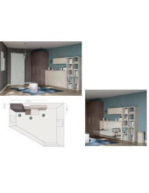 CAMERETTA A PARETE ARMADIO LINEARE A 3 ANTE