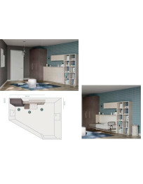 CAMERETTA A PARETE ARMADIO LINEARE A 3 ANTE