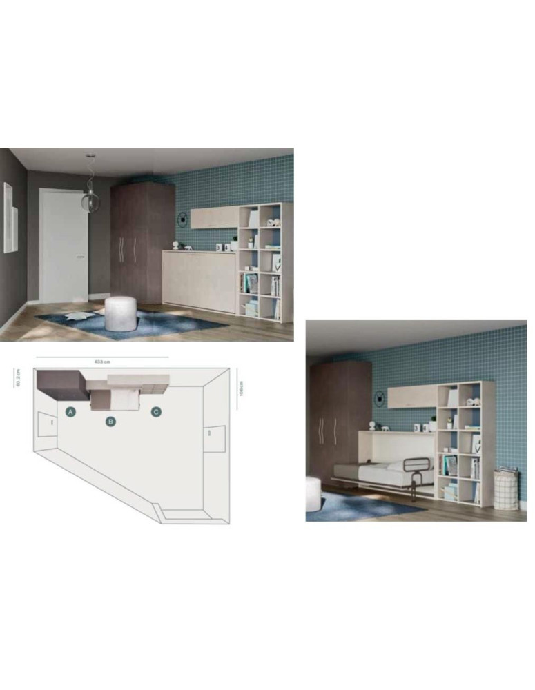 CAMERETTA A PARETE ARMADIO LINEARE A 3 ANTE