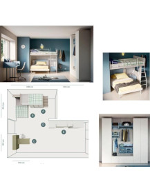 CAMERETTA A PARETE CON SCALETTA PER ACCESSO AL SECONDO LETTO