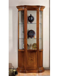 VETRINA  SAGOMATA  CON PANNELLI INTARSIATI E  VETRI