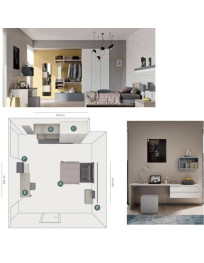 CAMERETTA CON ARMADIO TRE ANTE CON CABINA APERTA