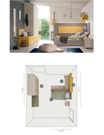 CAMERETTA  CON ARMADIO A  BATTENTE CON TRE CESTONI SOTTO