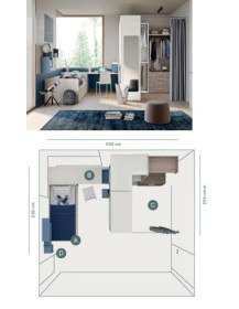 CAMERETTA SCRIVANIA FRONTALE