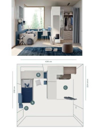 CAMERETTA SCRIVANIA FRONTALE