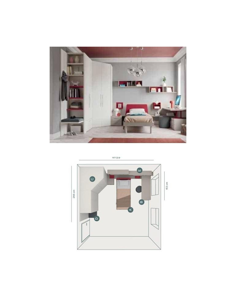 CAMERETTA SCRIVANIA LATERALE