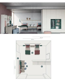 CAMERETTA COME FOTO CON 2 SCRIVANIE LATERALI