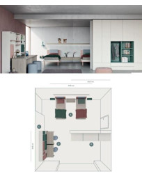 CAMERETTA COME FOTO CON 2 SCRIVANIE LATERALI