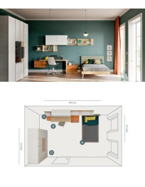 CAMERETTA CON LETTO E SCRIVANIA FRONTALE