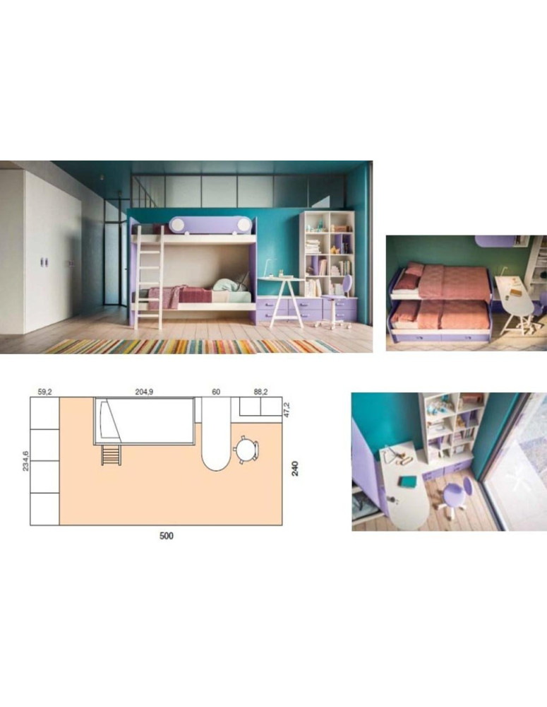 CAMERETTA CON ARMADIO E LETTI A CASTELLO