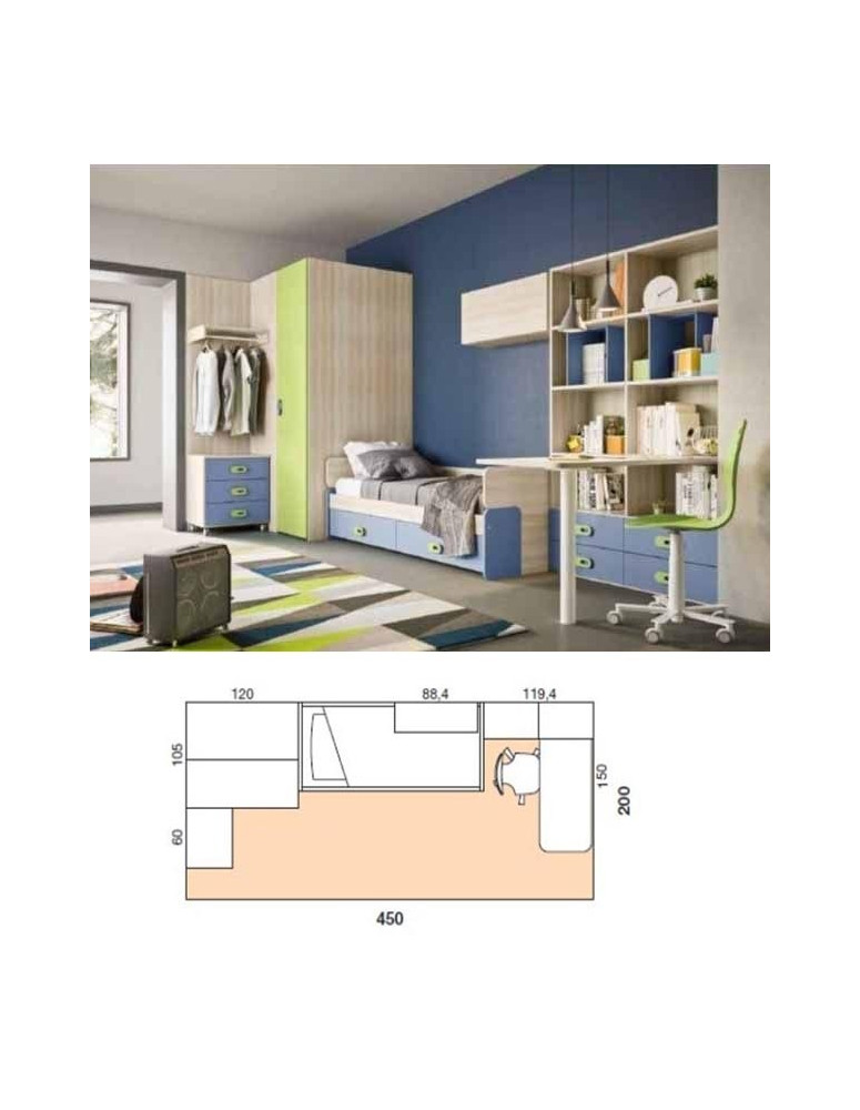 CAMERETTA CON CABINA ARMADIO