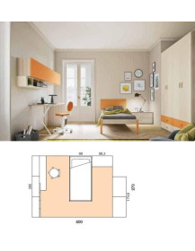 CAMERETTA LETTO SCRIVANIA E CUBI APPESI