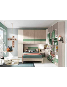 CAMERETTA  ALCOVA ANGOLO A PONTE CON LETTO DA 120 LIBRERIA