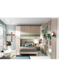 CAMERETTA  ALCOVA ANGOLO A PONTE CON LETTO DA 120 LIBRERIA