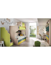 CAMERETTA CON LETTO A SOPPALCO E ARMADIO 4 ANTE