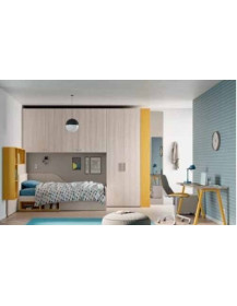 CAMERETTA CON ARMADIO A PONTE  E LIBRERIA LATERALE A CUBI