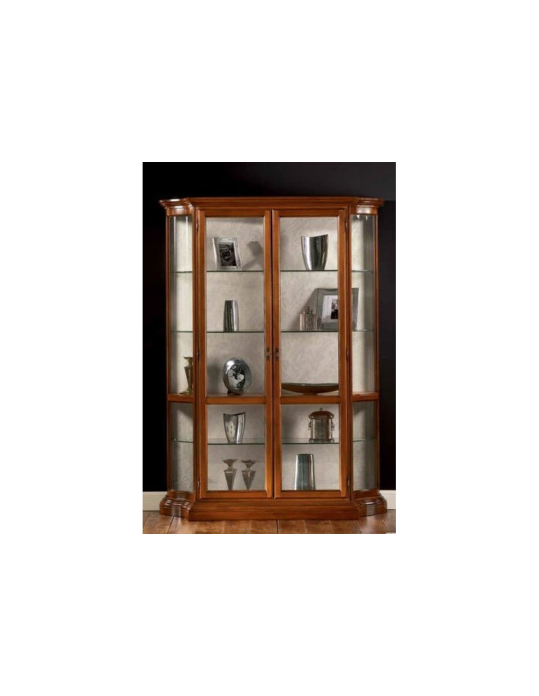 VETRINA  SAGOMATA  A DUE PORTE CON PANNELLI  E VETRI