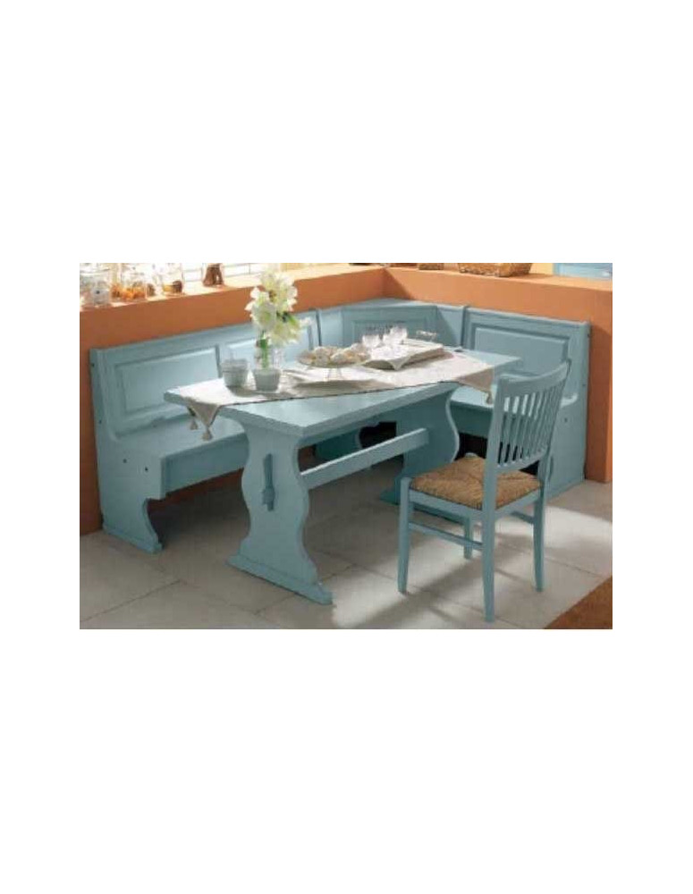 CASSAPANCA ANGOLO TAVOLO E SEDIE COLORE DECAPE AZZURRO