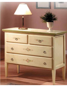 COMODINO 3 CASSETTI  LACCATI E DECORATI